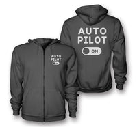 Thumbnail for Auto Pilot ON Designed Zipped Hoodies