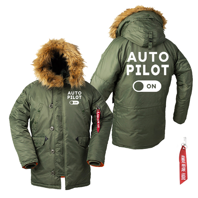 Auto Pilot ON Designed Parka Bomber Jackets