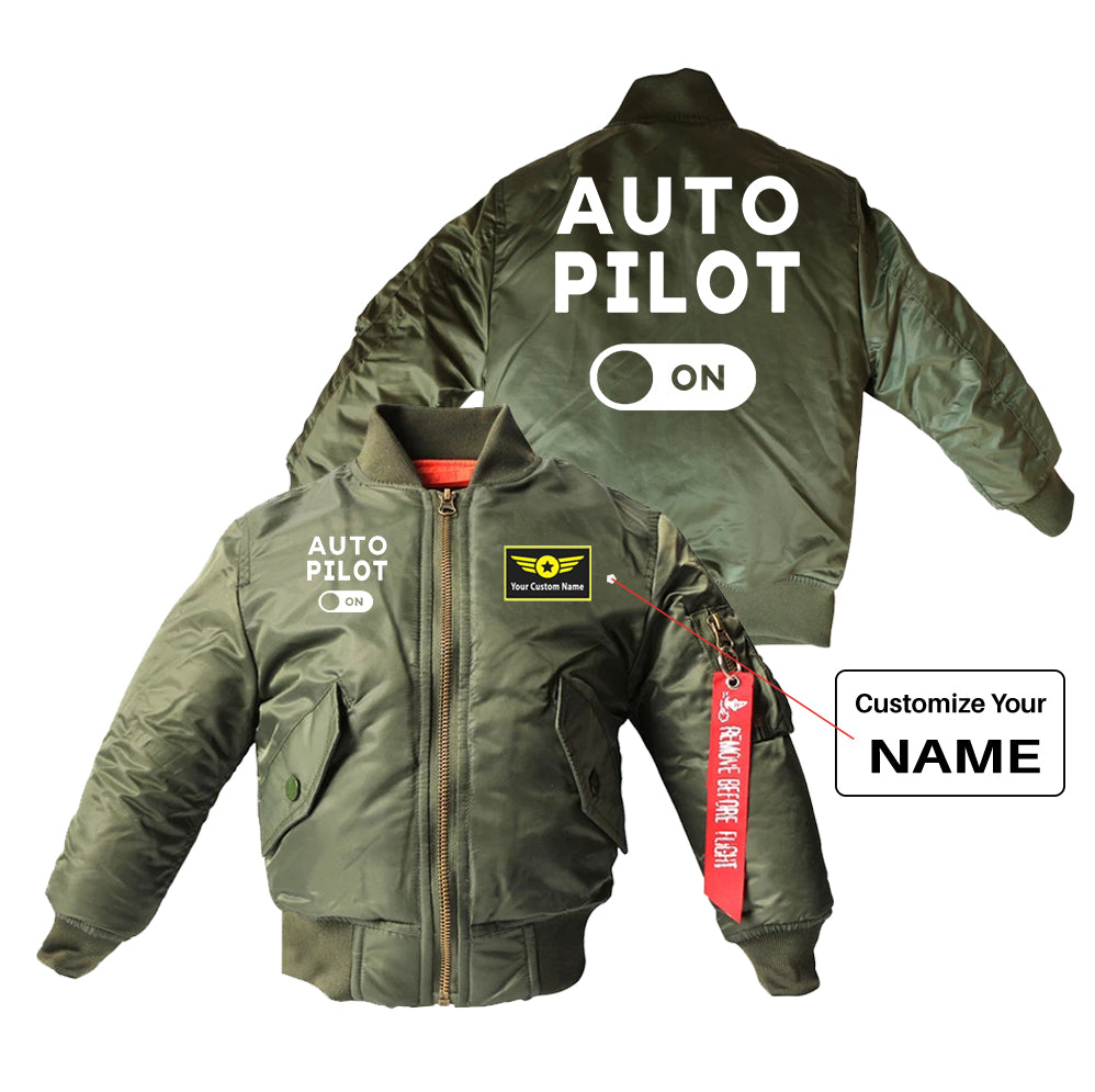 Auto Pilot ON Designed Children Bomber Jackets