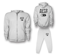 Thumbnail for Auto Pilot ON Designed Zipped Hoodies & Sweatpants Set