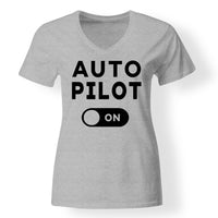 Thumbnail for Auto Pilot ON Designed V-Neck T-Shirts