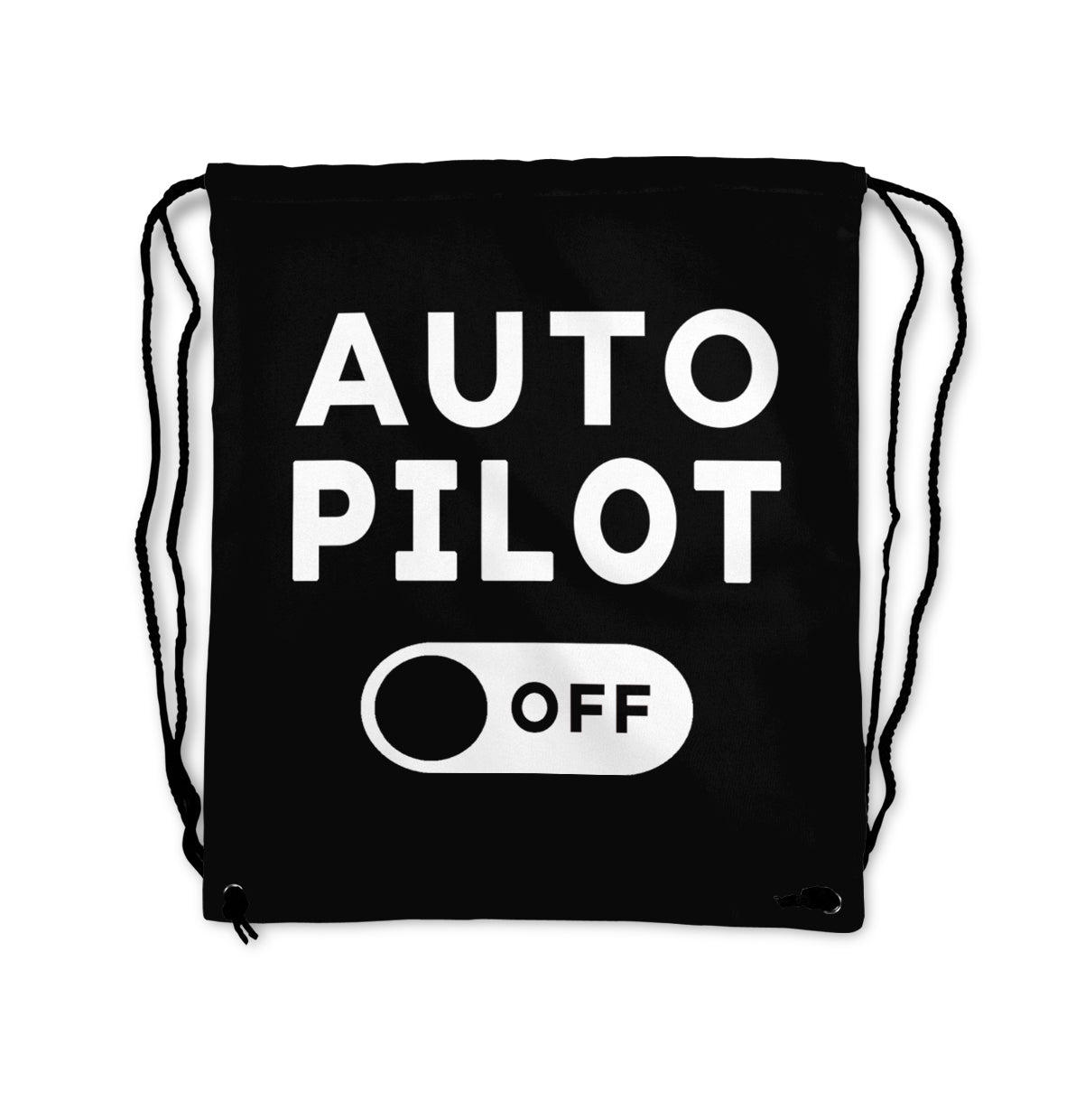 Auto Pilot Off Designed Drawstring Bags