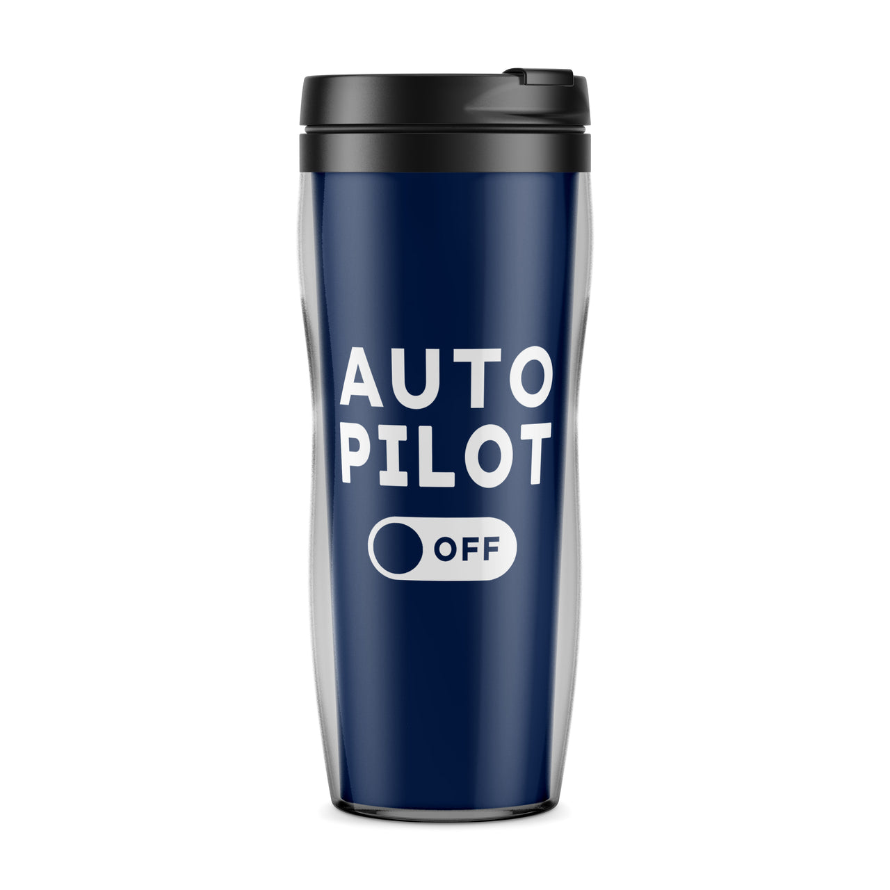 Auto Pilot Off Designed Plastic Travel Mugs