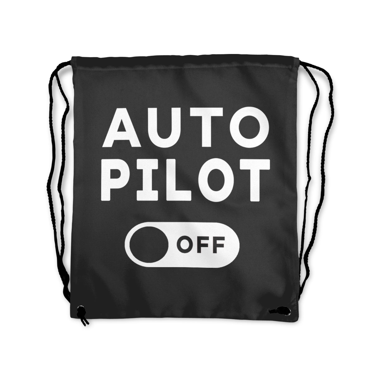 Auto Pilot Off Designed Drawstring Bags