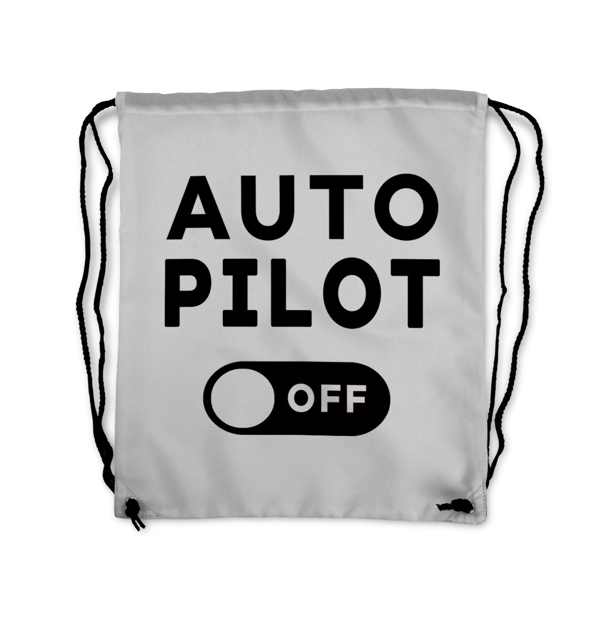 Auto Pilot Off Designed Drawstring Bags