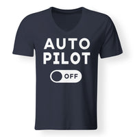Thumbnail for Auto Pilot Off Designed V-Neck T-Shirts