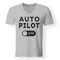Thumbnail for Auto Pilot Off Designed V-Neck T-Shirts