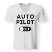 Thumbnail for Auto Pilot Off Designed V-Neck T-Shirts