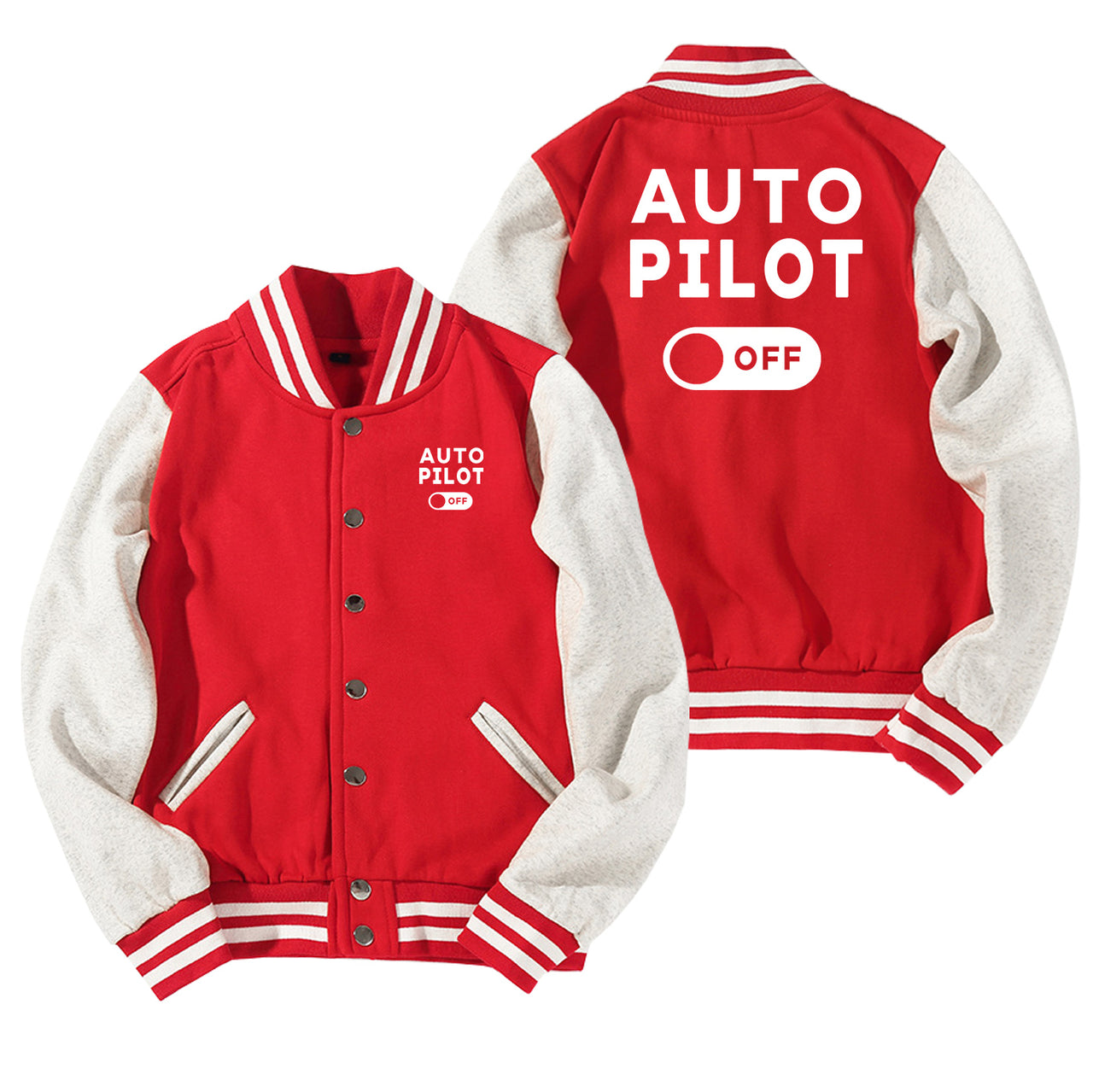 Auto Pilot Off Designed Baseball Style Jackets