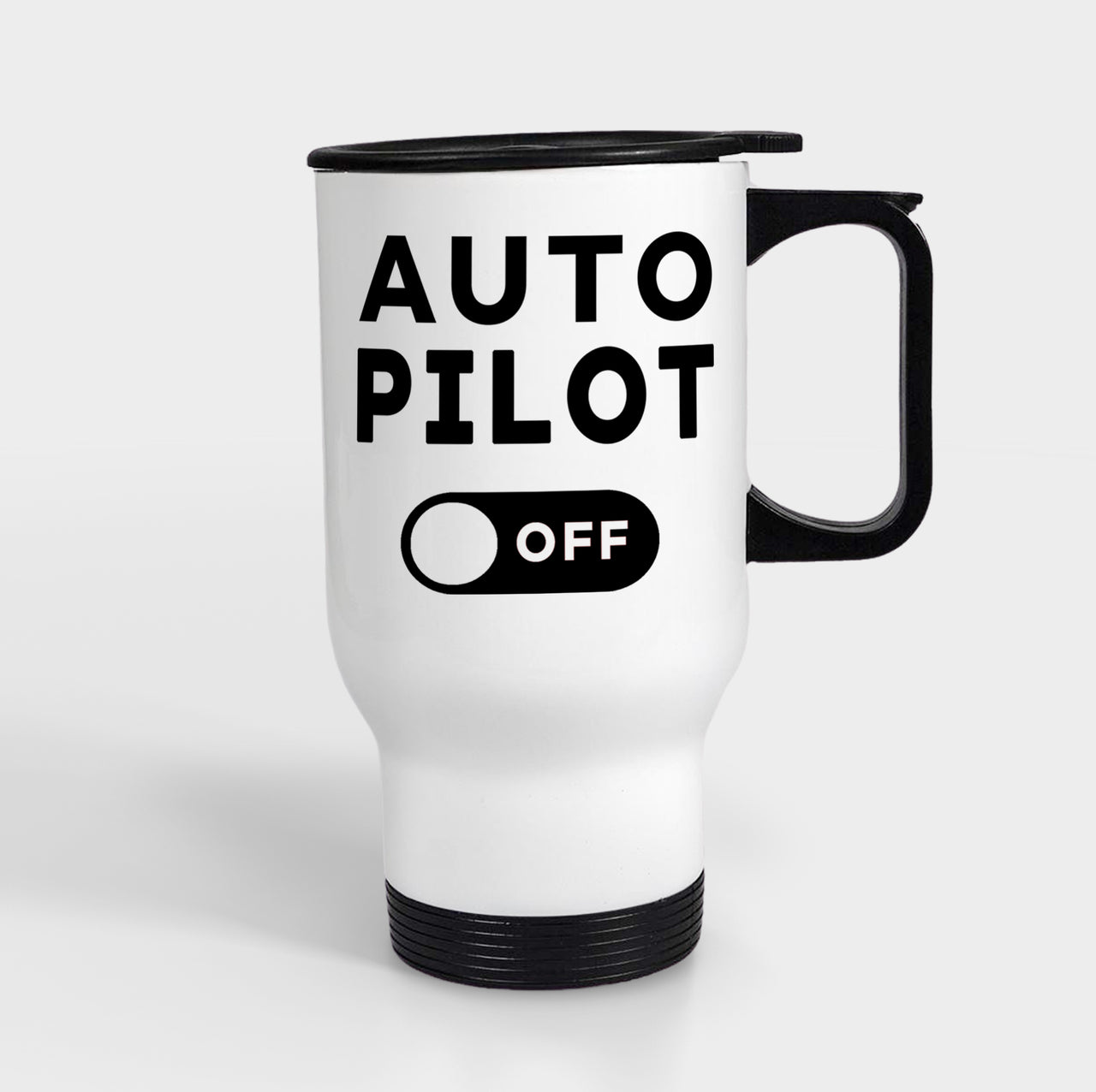 Auto Pilot Off Designed Travel Mugs (With Holder)