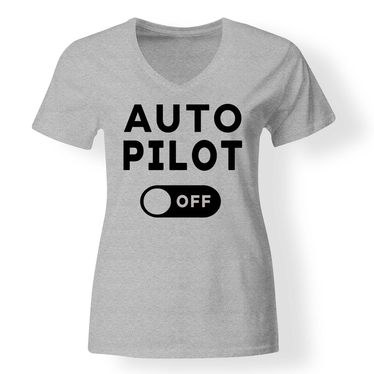 Auto Pilot Off Designed V-Neck T-Shirts