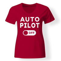 Thumbnail for Auto Pilot Off Designed V-Neck T-Shirts