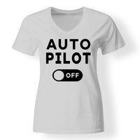Thumbnail for Auto Pilot Off Designed V-Neck T-Shirts