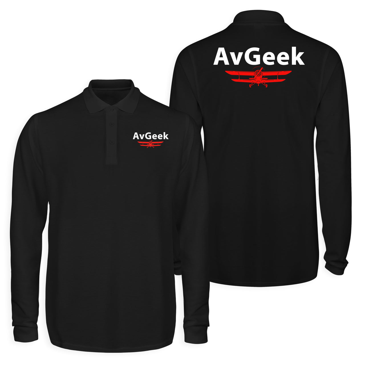 Avgeek Designed Long Sleeve Polo T-Shirts (Double-Side)