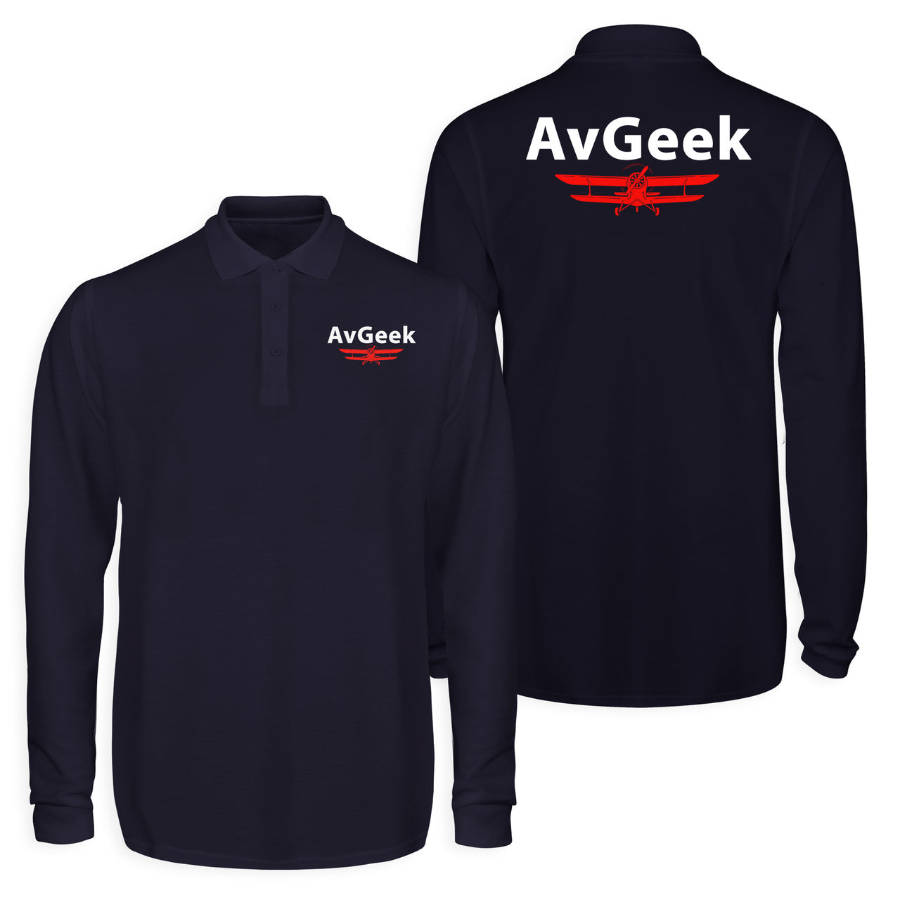 Avgeek Designed Long Sleeve Polo T-Shirts (Double-Side)