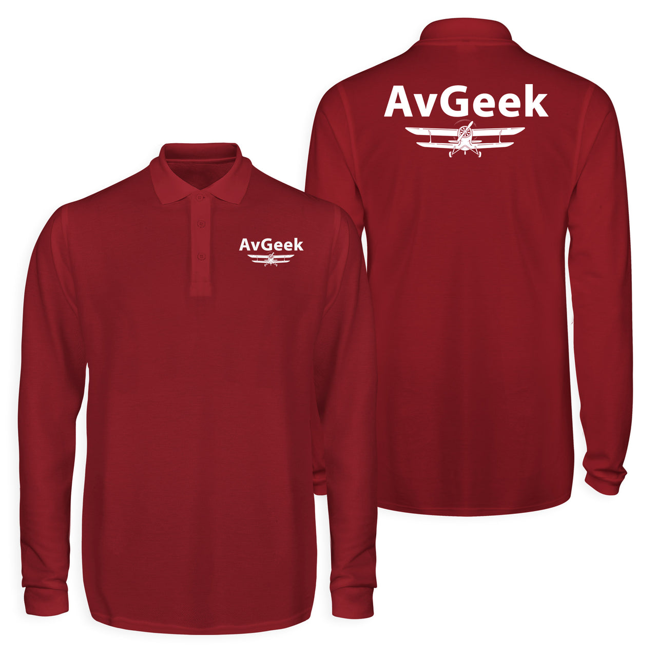 Avgeek Designed Long Sleeve Polo T-Shirts (Double-Side)