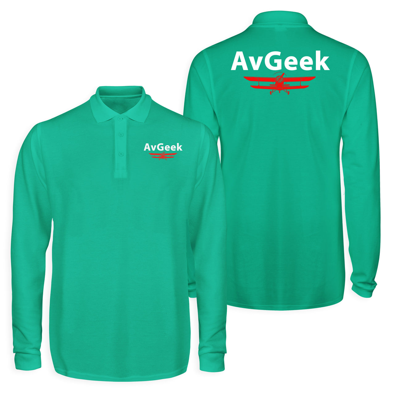 Avgeek Designed Long Sleeve Polo T-Shirts (Double-Side)