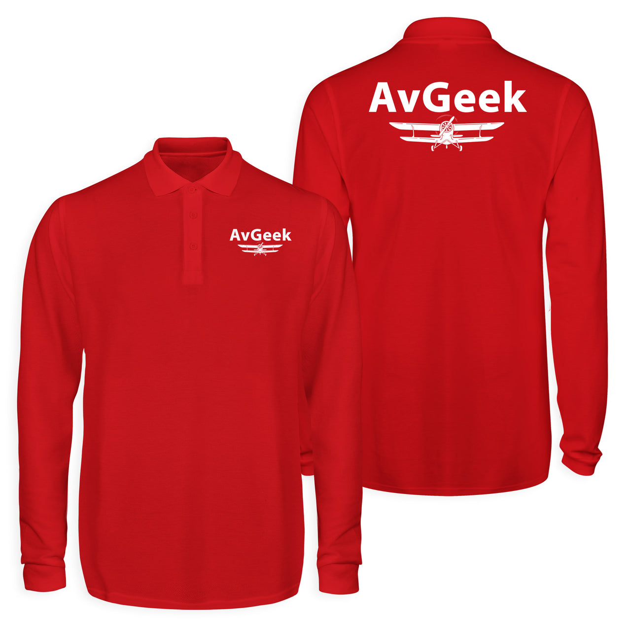 Avgeek Designed Long Sleeve Polo T-Shirts (Double-Side)