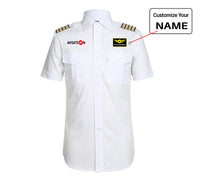 Thumbnail for Aviation design printed on crisp poplin cotton pilot uniform shirt.