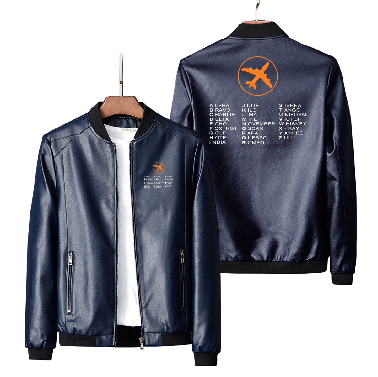 Aviation Alphabet 2 Designed PU Leather Jackets