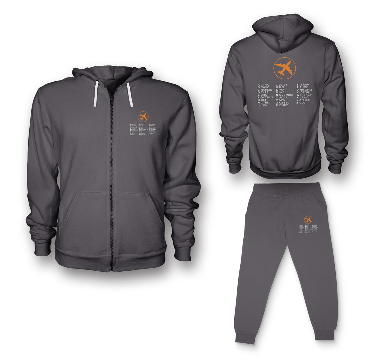 Aviation Alphabet 2 Designed Zipped Hoodies & Sweatpants Set