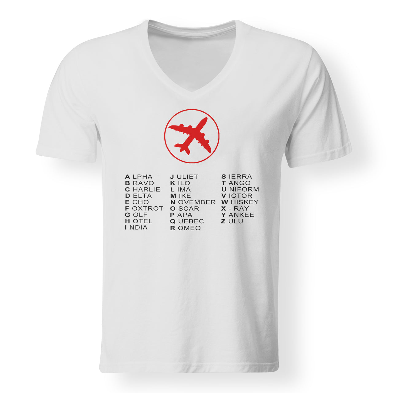 Aviation Alphabet 2 Designed V-Neck T-Shirts