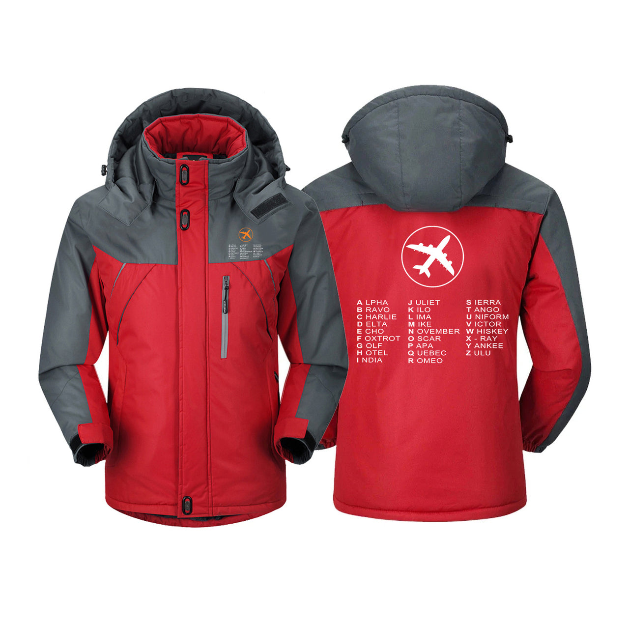 Aviation Alphabet 2 Designed Thick Winter Jackets