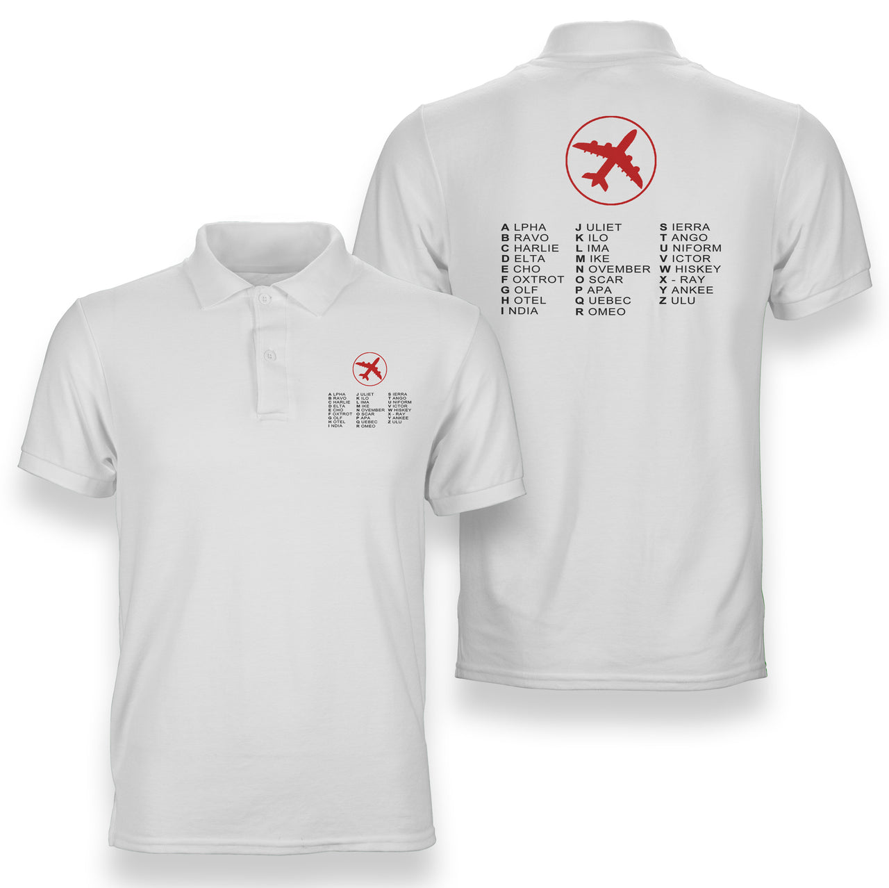 Aviation Alphabet 2 Designed Double Side Polo T-Shirts