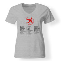 Thumbnail for Aviation Alphabet 2 Designed V-Neck T-Shirts
