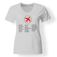 Thumbnail for Aviation Alphabet 2 Designed V-Neck T-Shirts