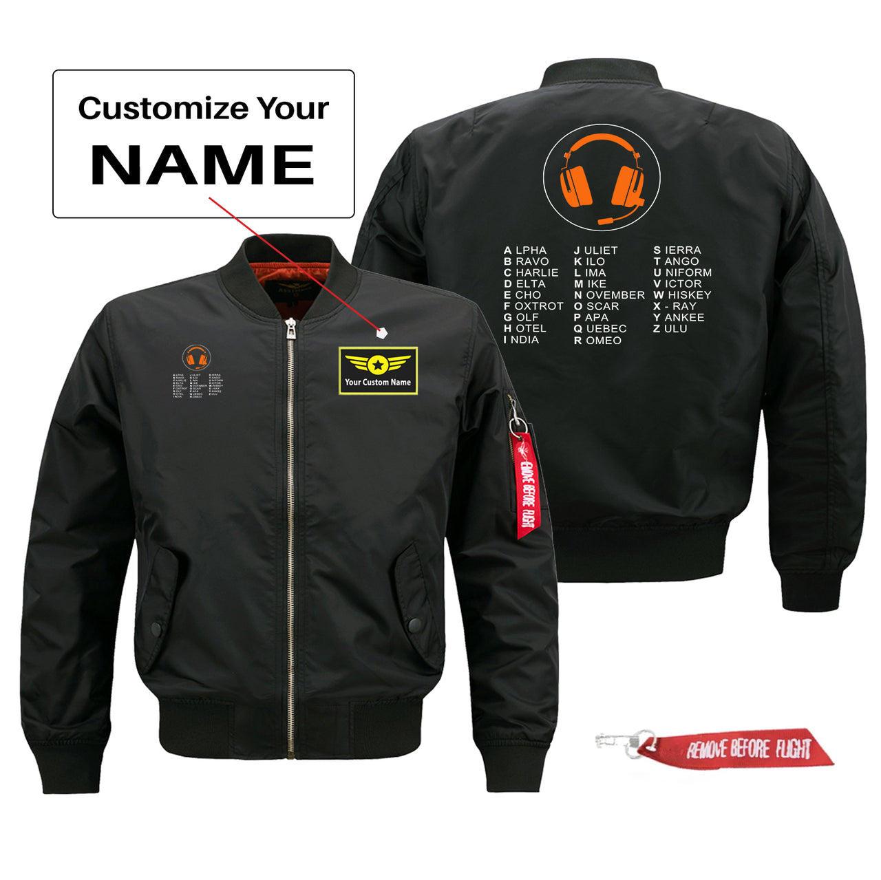 Aviation Alphabet 3 Designed Pilot Jackets (Customizable)