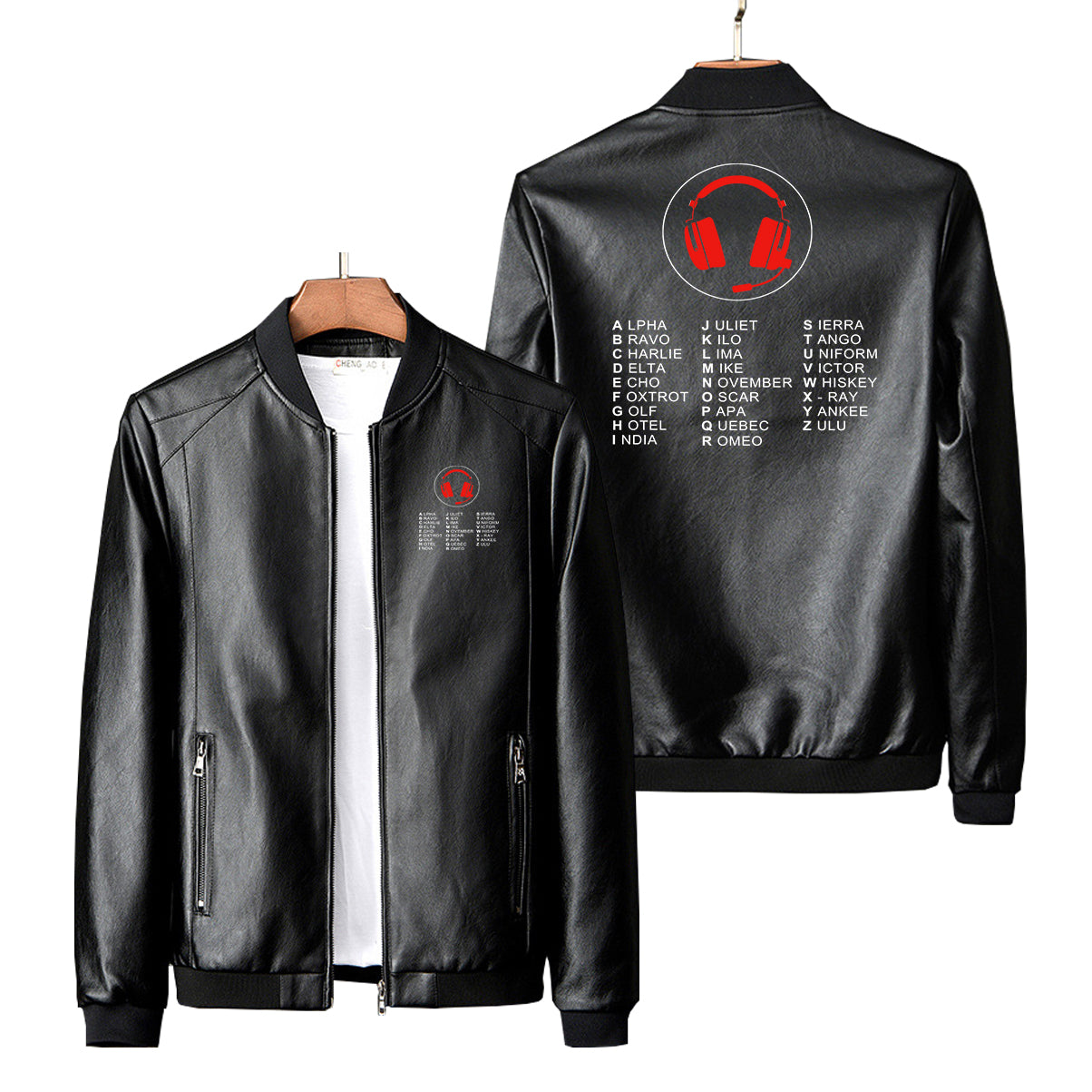 Aviation Alphabet 3 Designed PU Leather Jackets