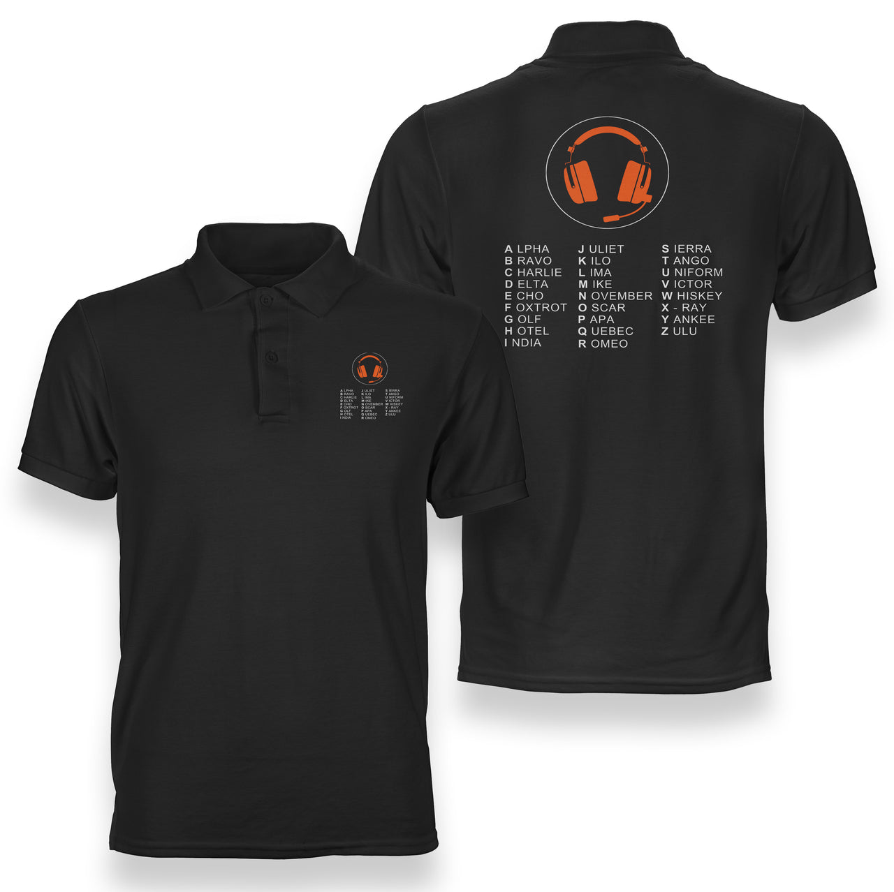Aviation Alphabet 3 Designed Double Side Polo T-Shirts