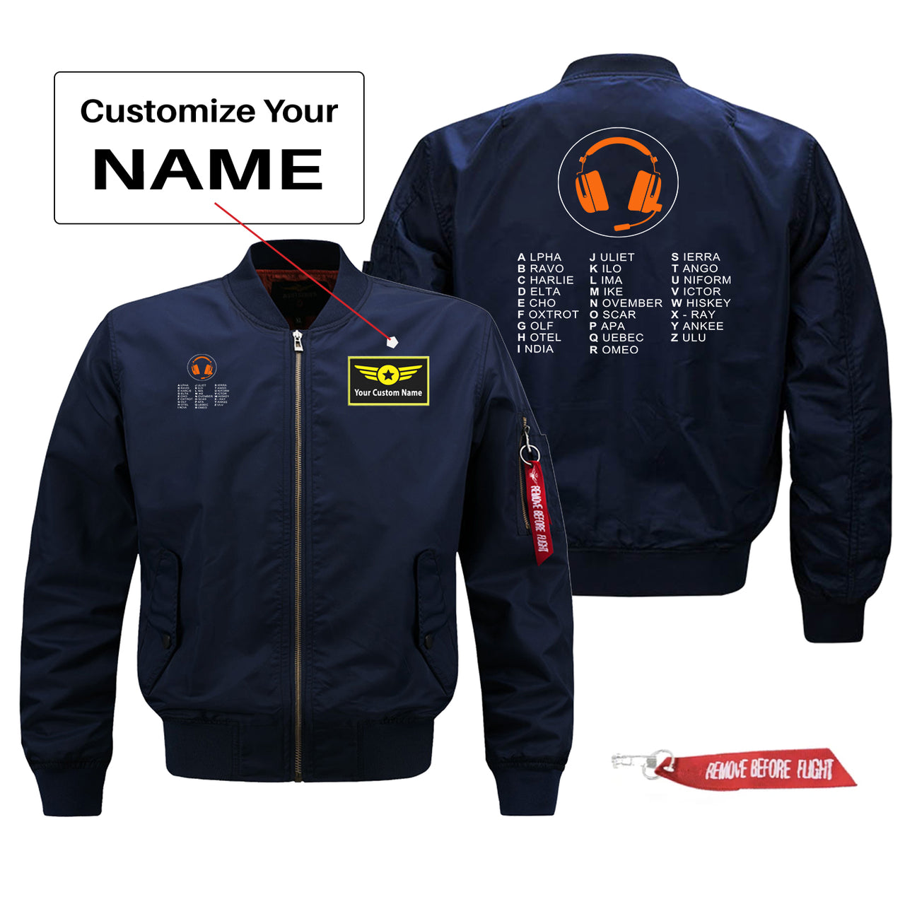 Aviation Alphabet 3 Designed Pilot Jackets (Customizable)