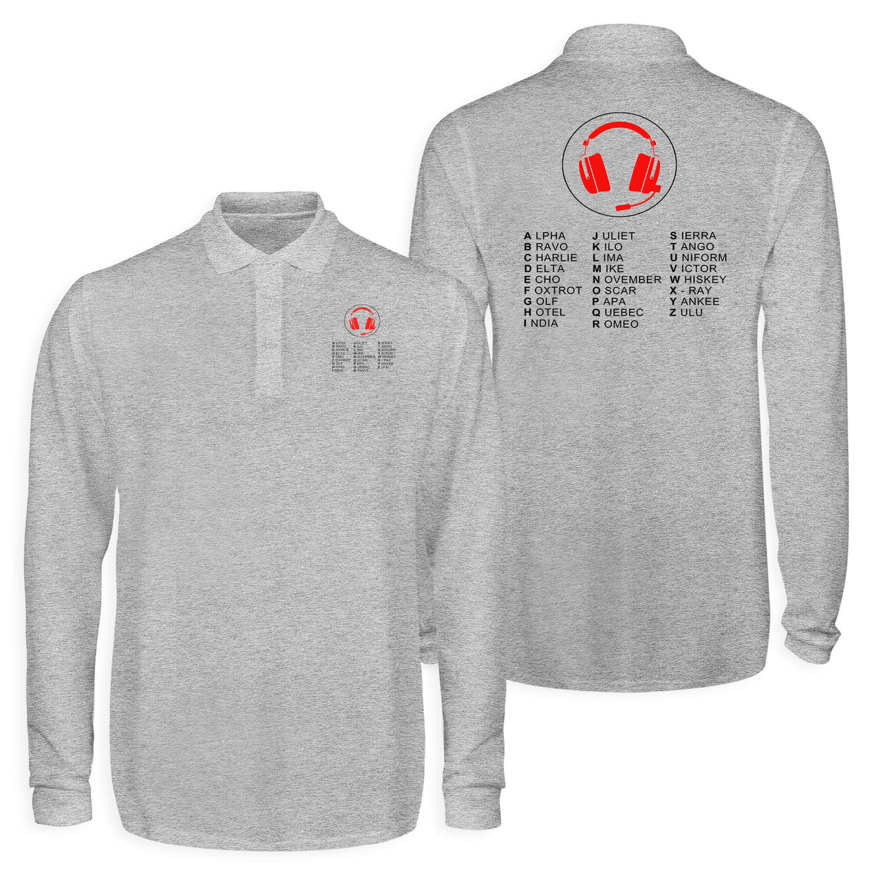 Aviation Alphabet 3 Designed Long Sleeve Polo T-Shirts (Double-Side)