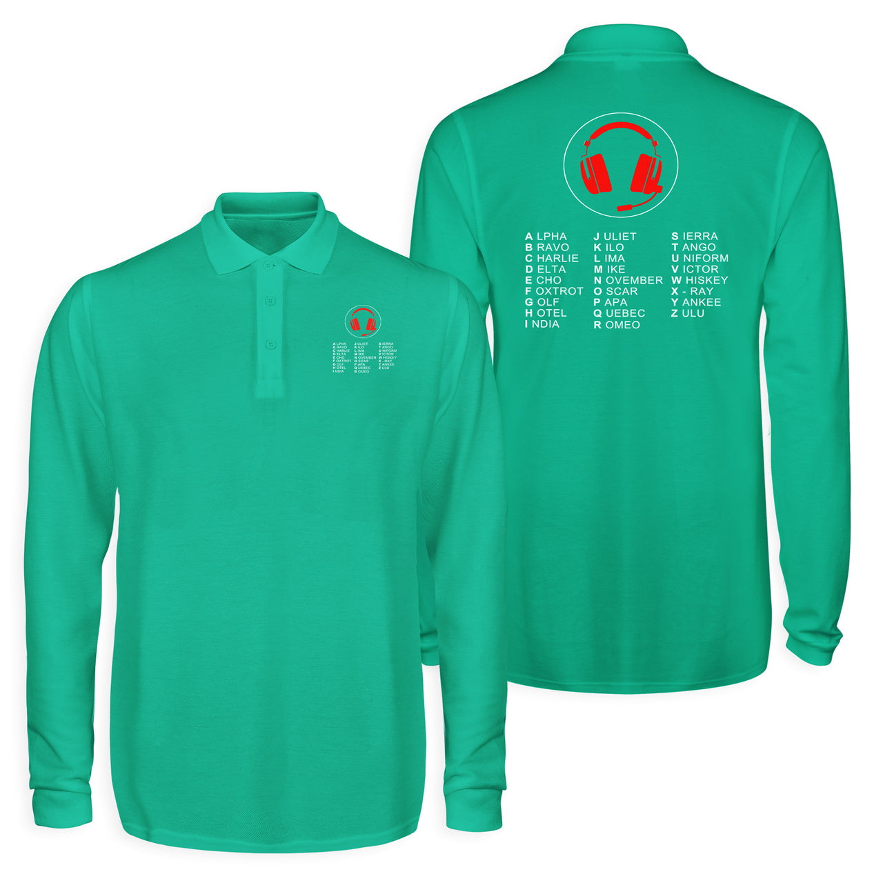 Aviation Alphabet 3 Designed Long Sleeve Polo T-Shirts (Double-Side)