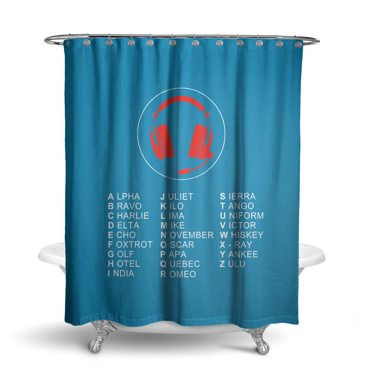 Aviation Alphabet 3 Designed Shower Curtains