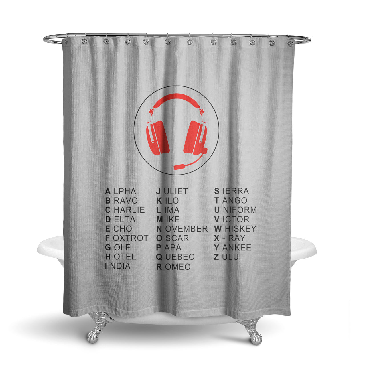 Aviation Alphabet 3 Designed Shower Curtains