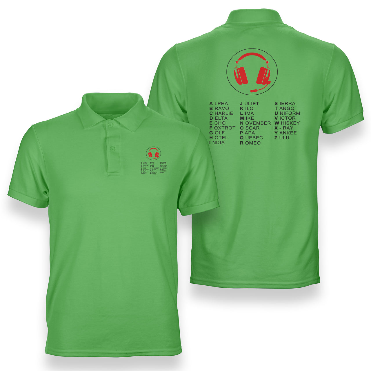 Aviation Alphabet 3 Designed Double Side Polo T-Shirts