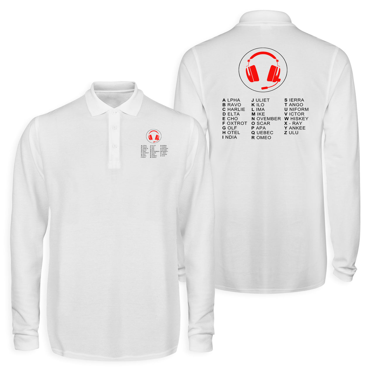 Aviation Alphabet 3 Designed Long Sleeve Polo T-Shirts (Double-Side)