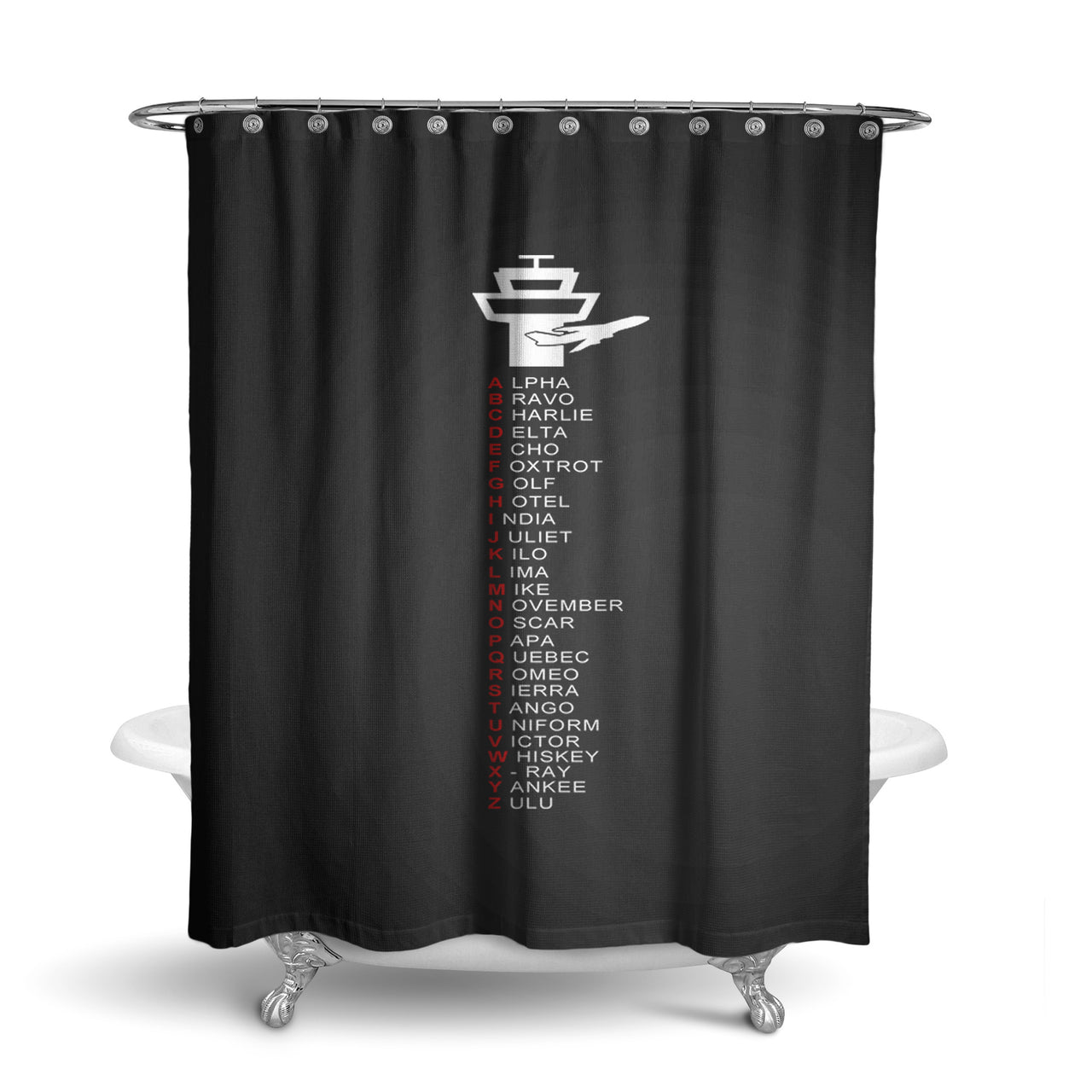 Aviation Alphabet Designed Shower Curtains