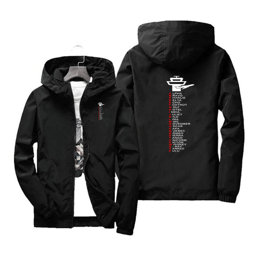 Aviation Alphabet Designed Windbreaker Jackets