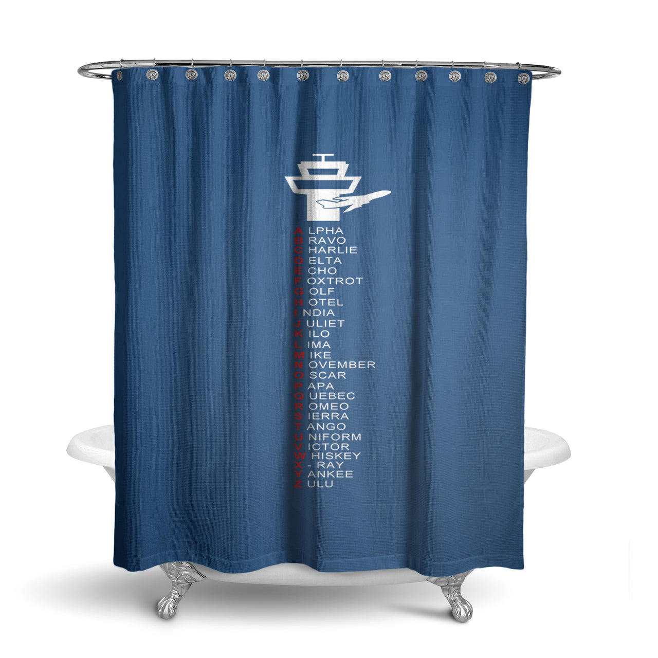 Aviation Alphabet Designed Shower Curtains