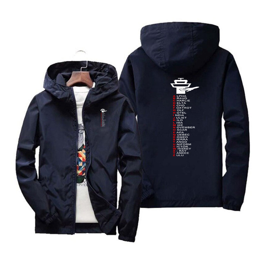 Aviation Alphabet Designed Windbreaker Jackets