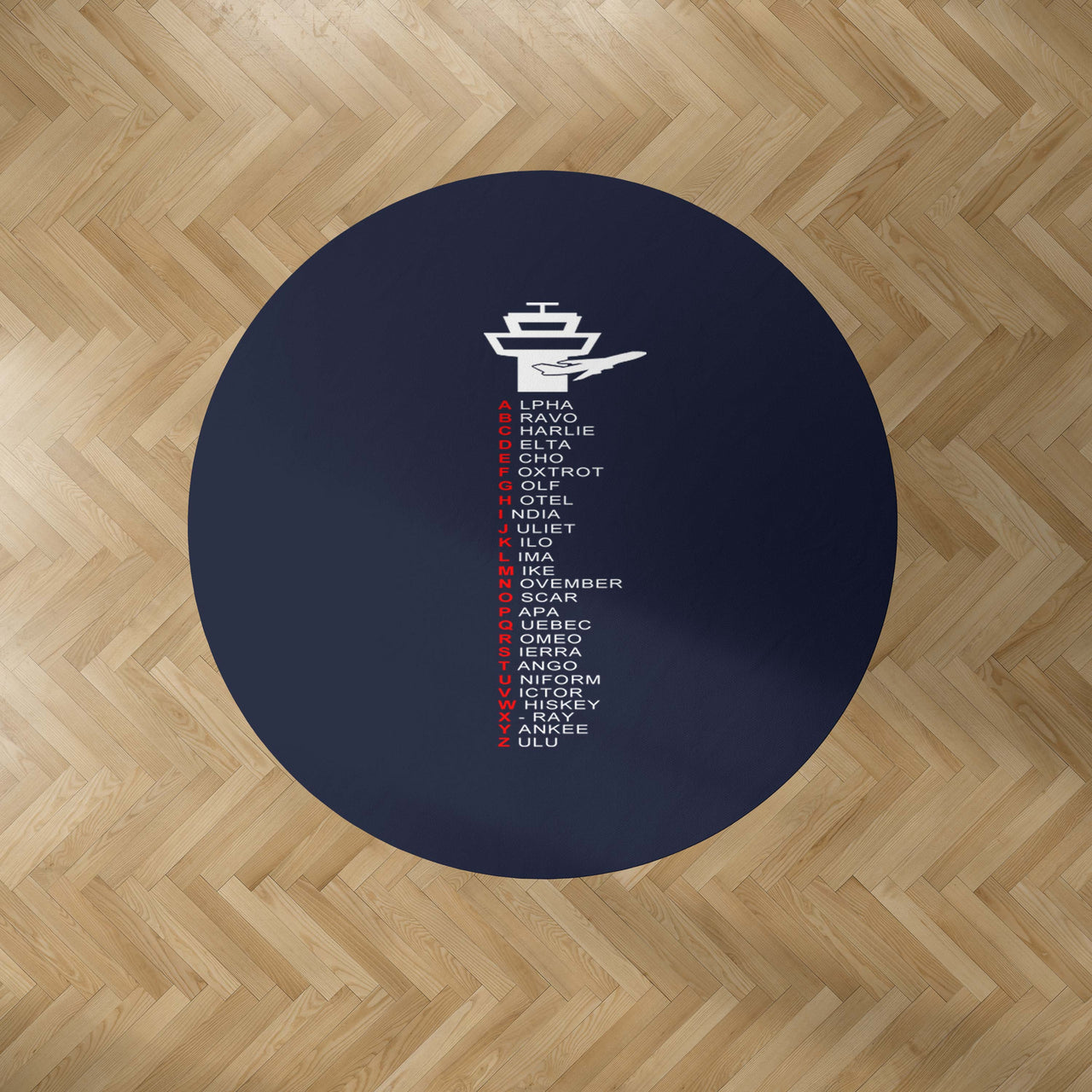 Aviation Alphabet Designed Carpet & Floor Mats (Round)