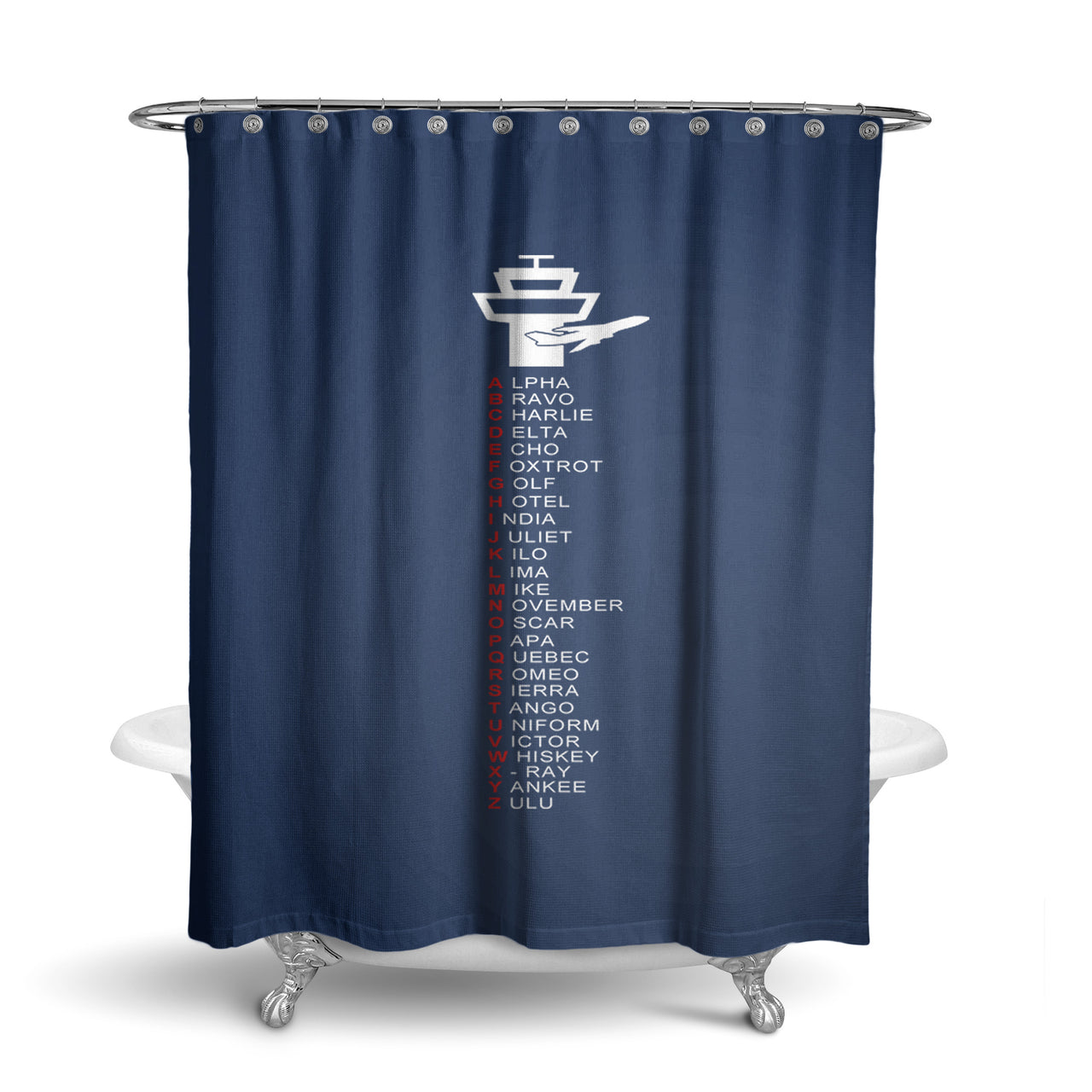 Aviation Alphabet Designed Shower Curtains