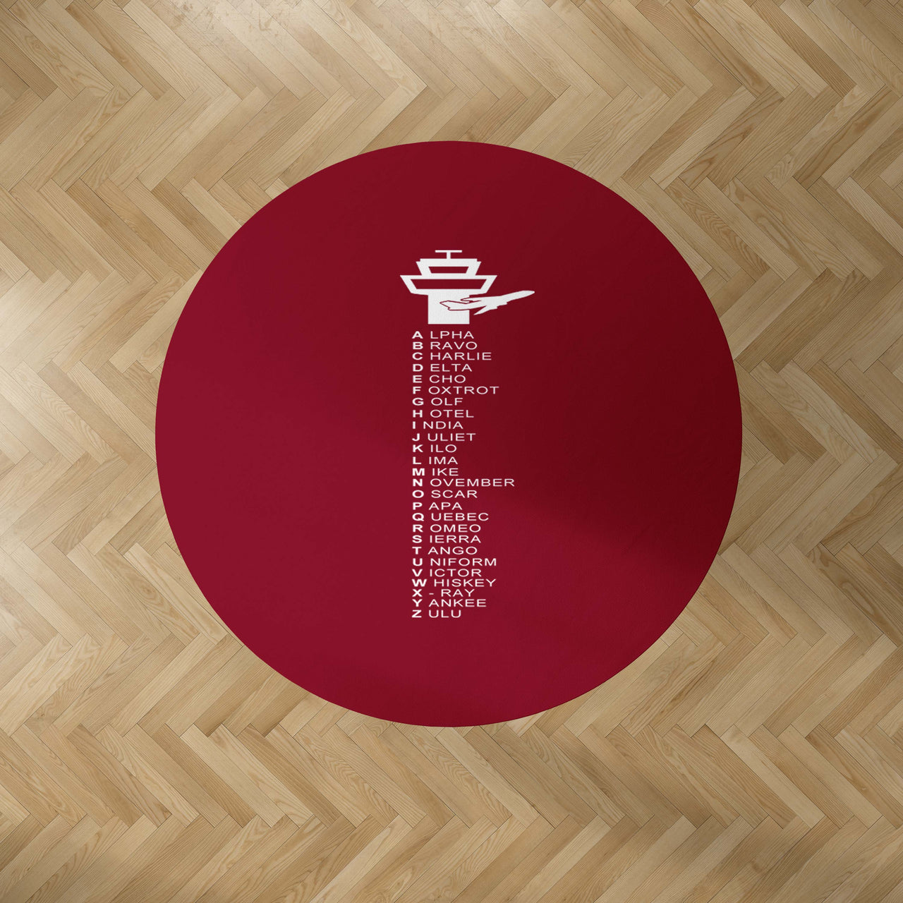 Aviation Alphabet Designed Carpet & Floor Mats (Round)