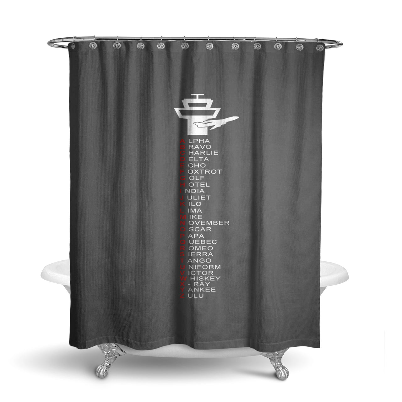 Aviation Alphabet Designed Shower Curtains