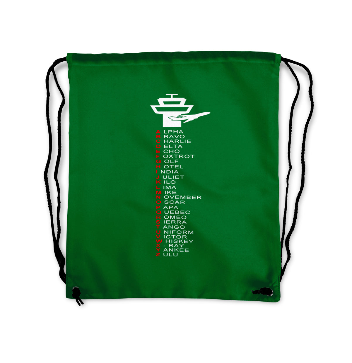 Aviation Alphabet Designed Drawstring Bags