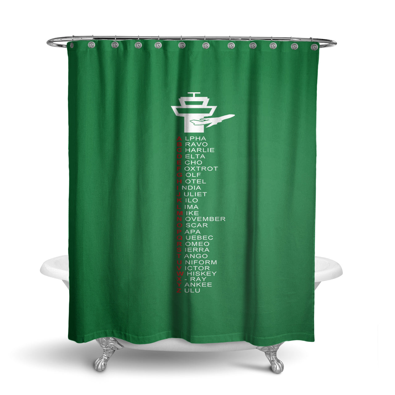 Aviation Alphabet Designed Shower Curtains